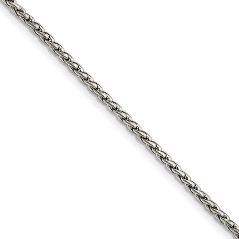 Men's 3mm Stainless Steel Wheat Chain Necklace, 24 Inch
